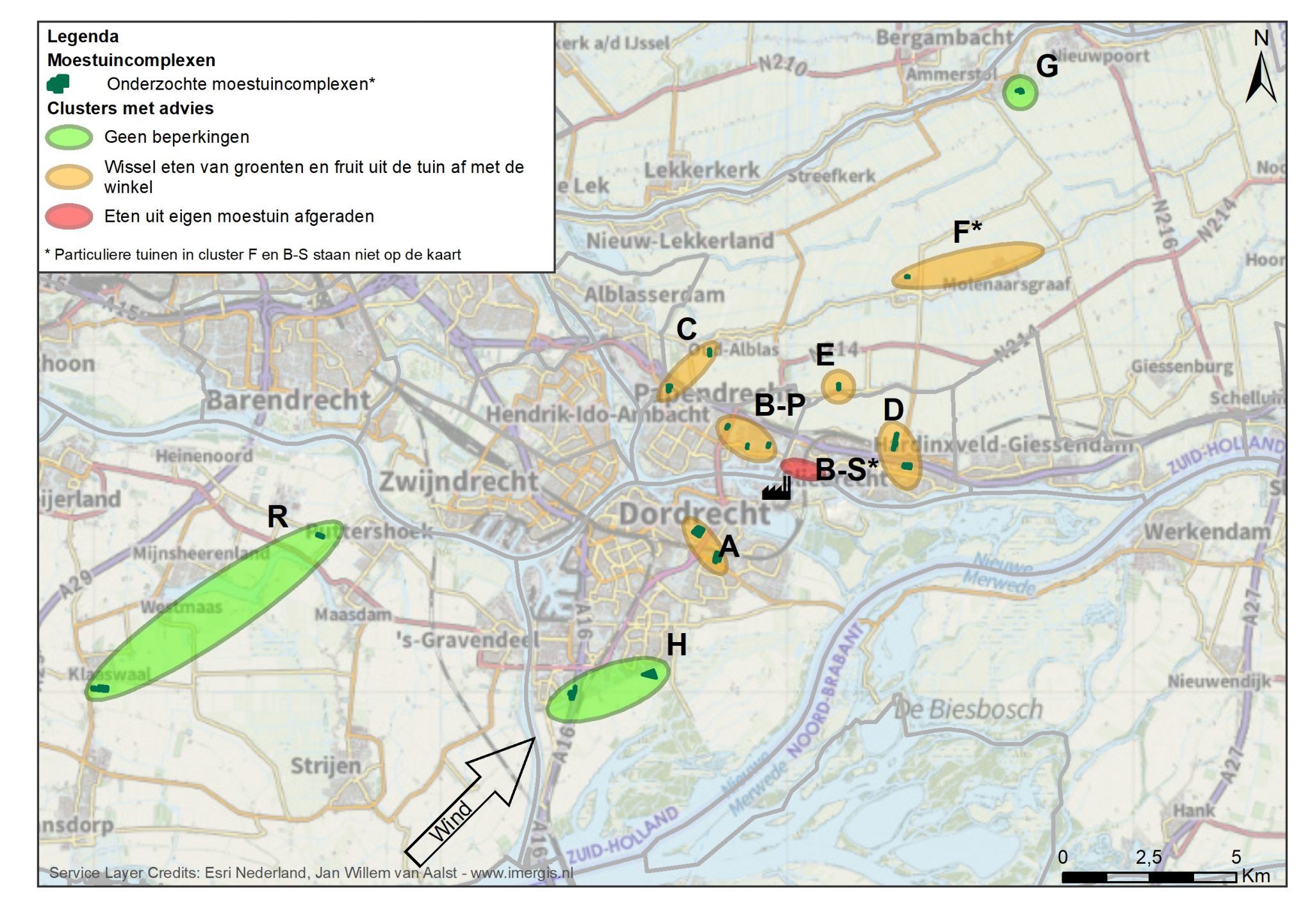 Kaart onderzochte moestuinen PFAS (zonder stippellijn)